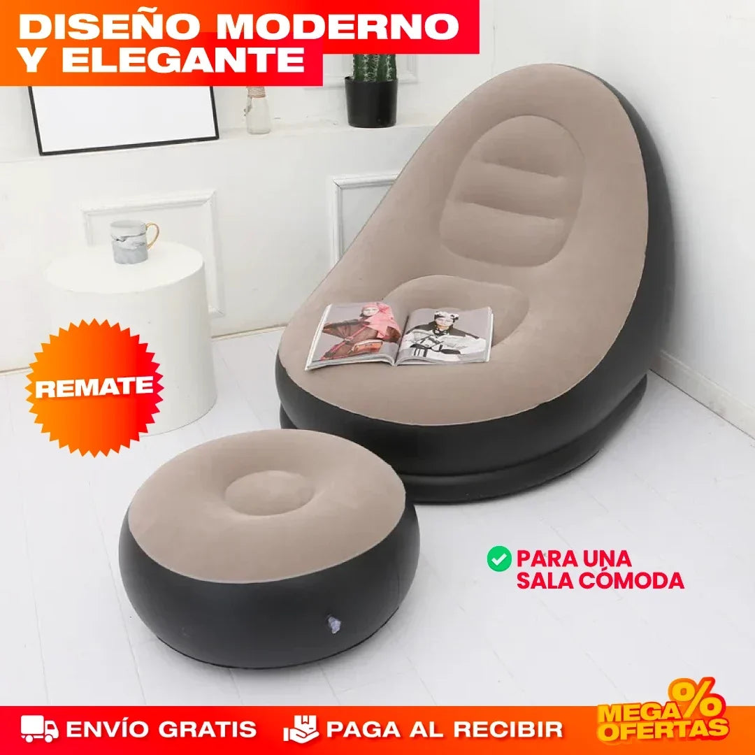Sofá Inflable 2 en 1 + Inflador Obsequio